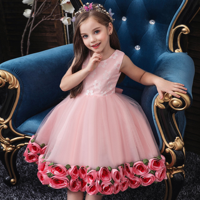 Vestido infantil princesa, roupa de festa para crianças e recém-nascidos,  0-5 anos, casamento, elegante - AliExpress